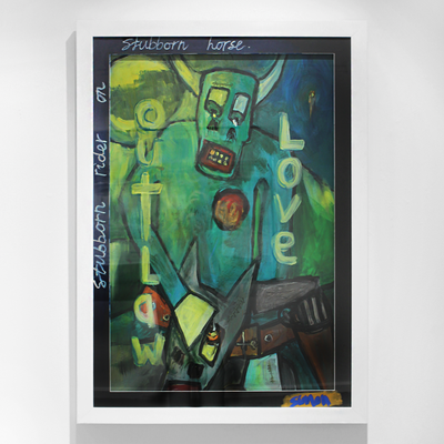 Simon Kerr Abstract Expressionism Expressionist New Zealand Artist Hawkes Bay Art Napier Boyd-Dunlop Gallery Fine Art Acrylic on Board Framed Hastings Street Hawkes Bay Bank Robber Safe Cracker 