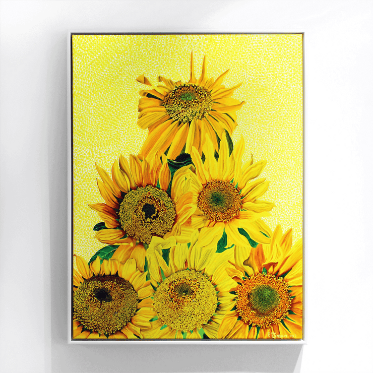 Patrick Tyman Oil painting Gouache on paper artworks Hawkes Bay Artist Sunflowers Yellow