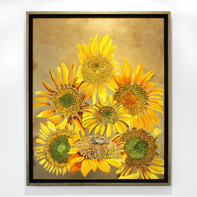 Patrick Tyman Oil painting Gouache on paper artworks Hawkes Bay Artist floral sunflowers still life