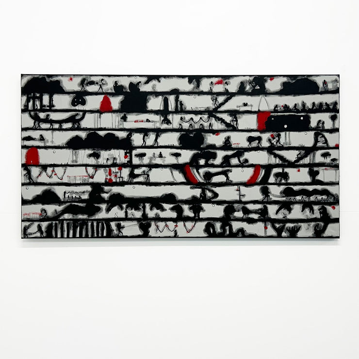 Andy Leleisi'uao The Figurative Collective Pasifika Artist Aotearoa Monochromatic Black and White Acrylic on Canvas Original Painting at Boyd-Dunlop Gallery Hawkes Bay Napier art collection napier art dealer contemporary New Zealand pacifica samoan art 