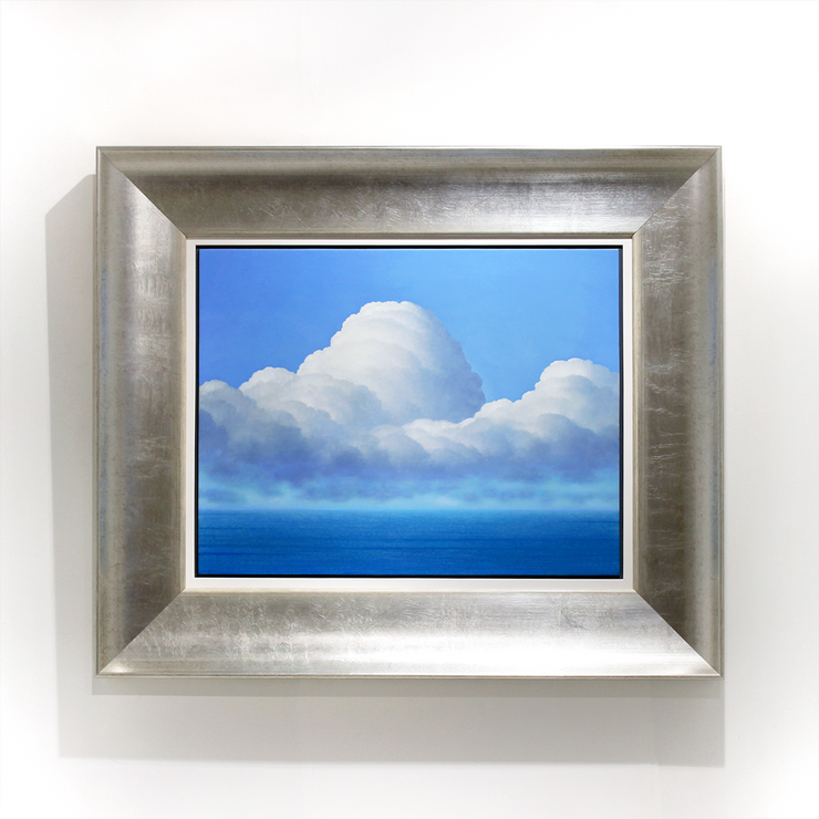 Brent Wong Realism Surrealism Original Oil Painting Famous New Zealand Art Oil on Board Framed of White Clouds Titled Massing Clouds 590 x 456 mm board size 865 x 730 mm framed Boyd-Dunlop Gallery Hawke's Bay Napier