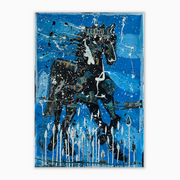 Richard Boyd-Dunlop Acrylic on Canvas Glitter Dust Painting Abstract Introduction Paintings Boyd-Dunlop Gallery Contemporary Fine Art Hawkes Bay Napier Hastings Street Art Dealer Artsist Painter Art Collection Large Paintings Colourful Exhibition Canvas Collage Metallic art dealer art collections blue horse large painting