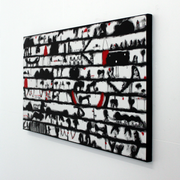 Andy Leleisi'uao The Figurative Collective Pasifika Artist Aotearoa Monochromatic Black and White Acrylic on Canvas Original Painting at Boyd-Dunlop Gallery Hawkes Bay Napier art collection napier art dealer contemporary New Zealand pacifica samoan art 