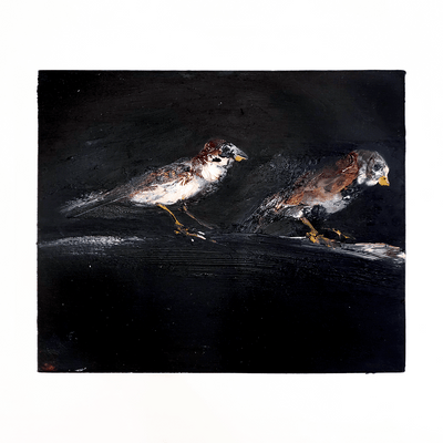 Garth Steeper Animal Birds Dark Oil Painting Hawke's Bay Hastings Street at Boyd-Dunlop Gallery