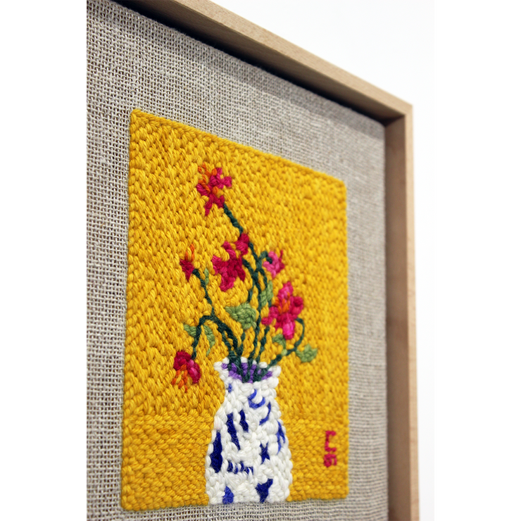 Genevieve Mason Hawke's Bay textile female artist 100% NZ wool on primitive linen framed artwork at Boyd-Dunlop Gallery