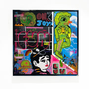 Grimoire Hayden Burgess Colourful Illustration Original Acrylic Painting on Canvas with Joyful Colours and Flowers at Boyd-Dunlop Gallery Hawke's Bay Hastings Street artt collector street art tatto art urban art pop art dealer art collector collection 