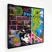 Grimoire Hayden Burgess Colourful Illustration Original Acrylic Painting on Canvas with Joyful Colours and Flowers at Boyd-Dunlop Gallery Hawke's Bay Hastings Street artt collector street art tatto art urban art pop art dealer art collector collection 
