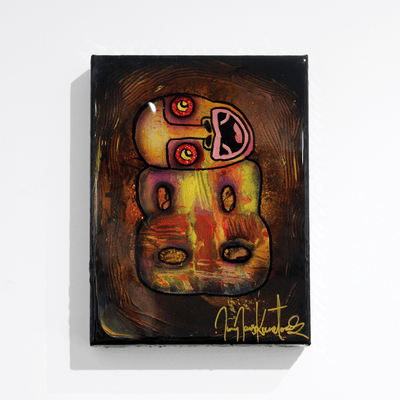 Jimmy James Kouratoras Maori Art Greek Indigenous New Zealand Aotearoa Resin Large Scale Tiki Painting Exhibition Sculpture original acrylic on canvas painting at Boyd-Dunlop Gallery Hawkes Bay Hastings Street Napier