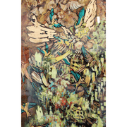 Jimmy James Kouratoras Maori Art Greek Indigenous New Zealand Aotearoa Resin Large Scale Tiki Painting Exhibition Sculpture original acrylic on canvas painting at Boyd-Dunlop Gallery Hawkes Bay Hastings Street Napier