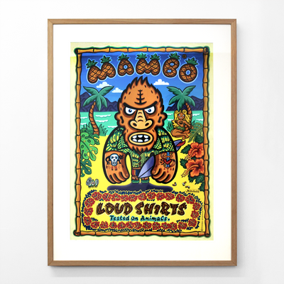 Tested on Animals, 1998 Jim Mitchell Mambo Rubber Soul Exhibition Original Poster Paintings at Boyd-Dunlop Gallery