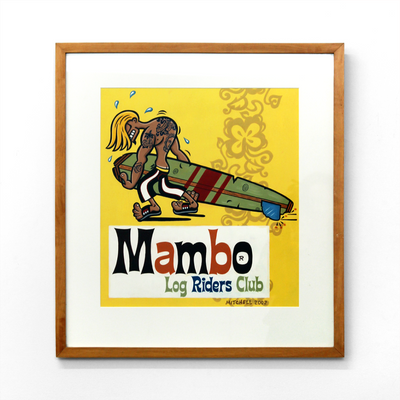 Log Riders Club, 2002 Jim Mitchell Mambo Rubber Soul Exhibition Original Poster Paintings at Boyd-Dunlop Gallery