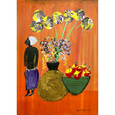 Boyd-Dunlop Gallery Napier Hawkes Bay John Boyd-Dunlop Painting Figures Humanity Drawing Gouache Ink Figures, Napier Hastings Street Boyd-Dunlop Gallery Napier woman head flowers portrait Art Dealer art collector collection originals framing framed art