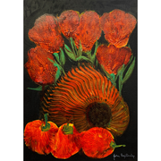 Boyd-Dunlop Gallery Napier Hawkes Bay John Boyd-Dunlop Painting Figures Humanity Drawing Gouache Ink Figures, Napier Hastings Street Boyd-Dunlop Gallery Napier woman head flowers portrait Art Dealer art collector collection originals framing framed art