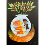 Boyd-Dunlop Gallery Napier Hawkes Bay John Boyd-Dunlop Painting Figures Humanity Drawing Gouache Ink Figures, Napier Hastings Street Boyd-Dunlop Gallery Napier woman head flowers portrait Art Dealer art collector collection originals framing framed art