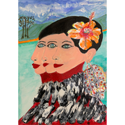 Boyd-Dunlop Gallery Napier Hawkes Bay John Boyd-Dunlop Painting Figures Humanity Drawing Gouache Ink Figures, Napier Hastings Street Boyd-Dunlop Gallery Napier woman head flowers portrait Art Dealer art collector collection originals framing framed art