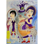 Boyd-Dunlop Gallery Napier Hawkes Bay John Boyd-Dunlop Painting Figures Humanity Drawing Gouache Ink Figures, Napier Hastings Street Boyd-Dunlop Gallery Napier woman head flowers portrait Art Dealer art collector collection originals framing framed art