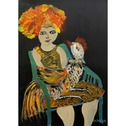 Boyd-Dunlop Gallery Napier Hawkes Bay John Boyd-Dunlop Painting Figures Humanity Drawing Gouache Ink Figures, Napier Hastings Street Boyd-Dunlop Gallery Napier woman head flowers portrait Art Dealer art collector collection originals framing framed art