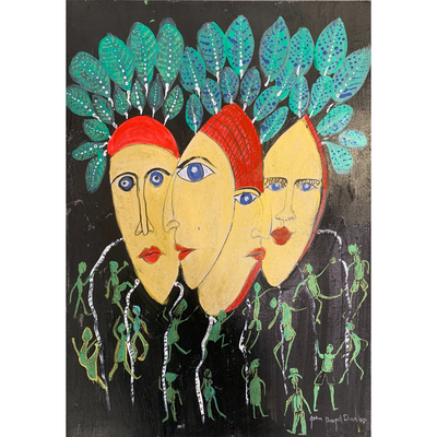 Boyd-Dunlop Gallery Napier Hawkes Bay John Boyd-Dunlop Painting Figures Humanity Drawing Gouache Ink Figures, Napier Hastings Street Boyd-Dunlop Gallery Napier woman head flowers portrait Art Dealer art collector collection originals framing framed art