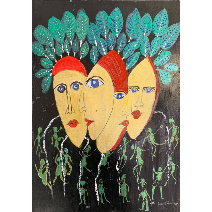 Boyd-Dunlop Gallery Napier Hawkes Bay John Boyd-Dunlop Painting Figures Humanity Drawing Gouache Ink Figures, Napier Hastings Street Boyd-Dunlop Gallery Napier woman head flowers portrait Art Dealer art collector collection originals framing framed art