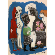 Boyd-Dunlop Gallery Napier Hawkes Bay John Boyd-Dunlop Painting Figures Humanity Drawing Gouache Ink Figures, Napier Hastings Street Boyd-Dunlop Gallery Napier woman head flowers portrait Art Dealer art collector collection originals framing framed