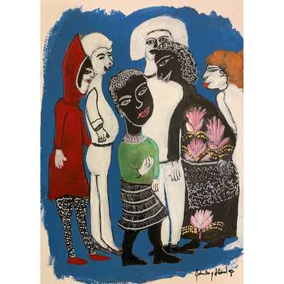 Boyd-Dunlop Gallery Napier Hawkes Bay John Boyd-Dunlop Painting Figures Humanity Drawing Gouache Ink Figures, Napier Hastings Street Boyd-Dunlop Gallery Napier woman head flowers portrait Art Dealer art collector collection originals framing framed