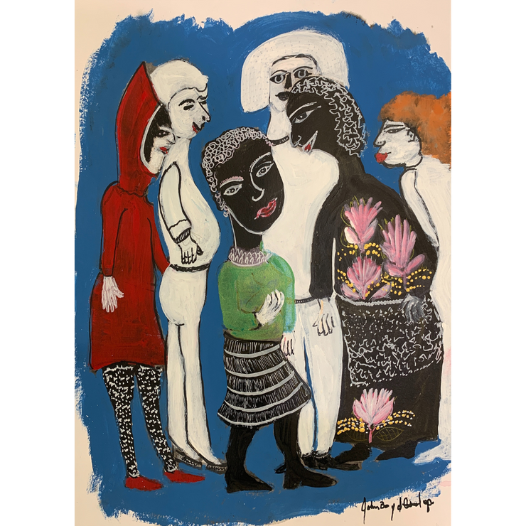 Boyd-Dunlop Gallery Napier Hawkes Bay John Boyd-Dunlop Painting Figures Humanity Drawing Gouache Ink Figures, Napier Hastings Street Boyd-Dunlop Gallery Napier woman head flowers portrait Art Dealer art collector collection originals framing framed