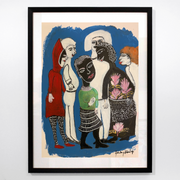 Boyd-Dunlop Gallery Napier Hawkes Bay John Boyd-Dunlop Painting Figures Humanity Drawing Gouache Ink Figures, Napier Hastings Street Boyd-Dunlop Gallery Napier woman head flowers portrait Art Dealer art collector collection originals framing framed