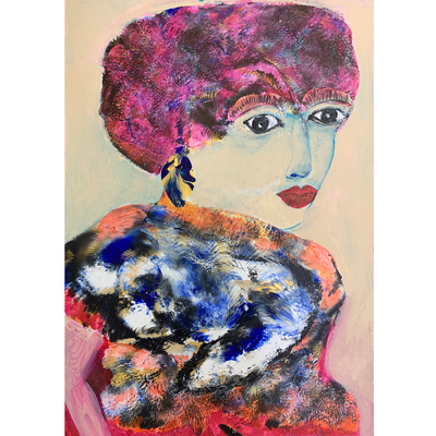 Boyd-Dunlop Gallery Napier Hawkes Bay John Boyd-Dunlop Painting Figures Humanity Drawing Gouache Ink Figures, Napier Hastings Street Boyd-Dunlop Gallery Napier woman head flowers portrait Art Dealer art collector collection originals framing framed art