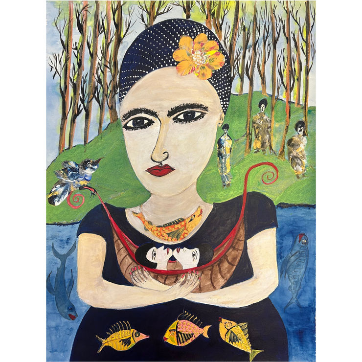 Boyd-Dunlop Gallery Napier Hawkes Bay John Boyd-Dunlop Painting Figures Humanity Drawing Gouache Ink Figures, Napier Hastings Street Boyd-Dunlop Gallery Napier woman head flowers portrait ARt Dealer art collector collection originals 