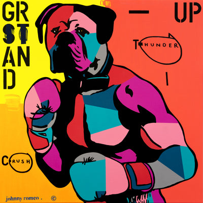 Johnny Romeo Australian Artist Pop Art Film Movie Mashup Oil and Acrylic on Canvas Pop Artist Boyd-Dunlop Gallery Contemporary Art Hawkes Bay Napier Hastings Street Pop Art Art collection Art dealer boxer