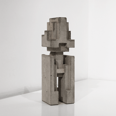Levi Hawken limited edition modern minimalist concrete standing sculpture titled False Idol No. 1 (Small) 300 H x 90 W x 90 D mm at Boyd-Dunlop Gallery, Hawkes Bay Napier