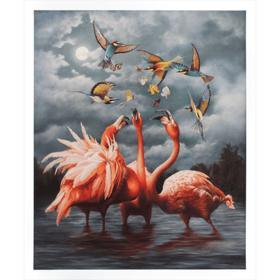 Lucy Eglington Surrelist Hyperrealism Artworks Jungle Scene Animal Limited Edition Fine Art Prints Boyd-Dunlop Gallery Hastings Street Hawke's Bay flamingos birds