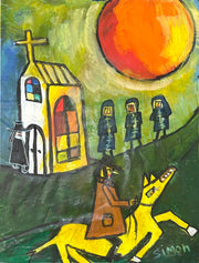Man On Yellow Horse Rides Past, 2025