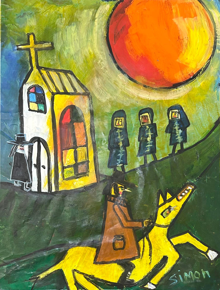 Man On Yellow Horse Rides Past, 2025