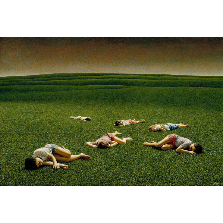Boyd-Dunlop Gallery Napier Hawkes Bay Mark Cross Giclee Canvas Prints Fine Art Paper Prints Seascape Landscape Oil painting Portrait children at rest laying in grass