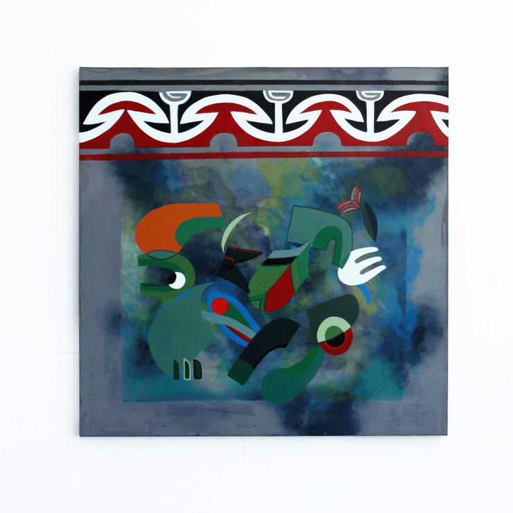 Darryl Thomson Toi Maori tiki toimairangi sandy adsett original acrylic on canvas painting at Boyd-Dunlop Gallery Hawkes Bay Hastings Street Napier