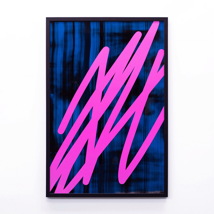 Nathan Ingram Abstract Spraypaint & Paint on Layered Glass Modern Framed Art