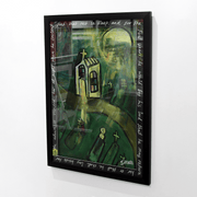 Simon Kerr Abstract Expressionism Expressionist New Zealand Artist Hawkes Bay Art Napier Boyd-Dunlop Gallery Fine Art Acrylic on Board Framed Hastings Street Hawkes Bay Bank Robber Safe Cracker 