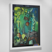 Simon Kerr Abstract Expressionism Expressionist New Zealand Artist Hawkes Bay Art Napier Boyd-Dunlop Gallery Fine Art Acrylic on Board Framed Hastings Street Hawkes Bay Bank Robber Safe Cracker 