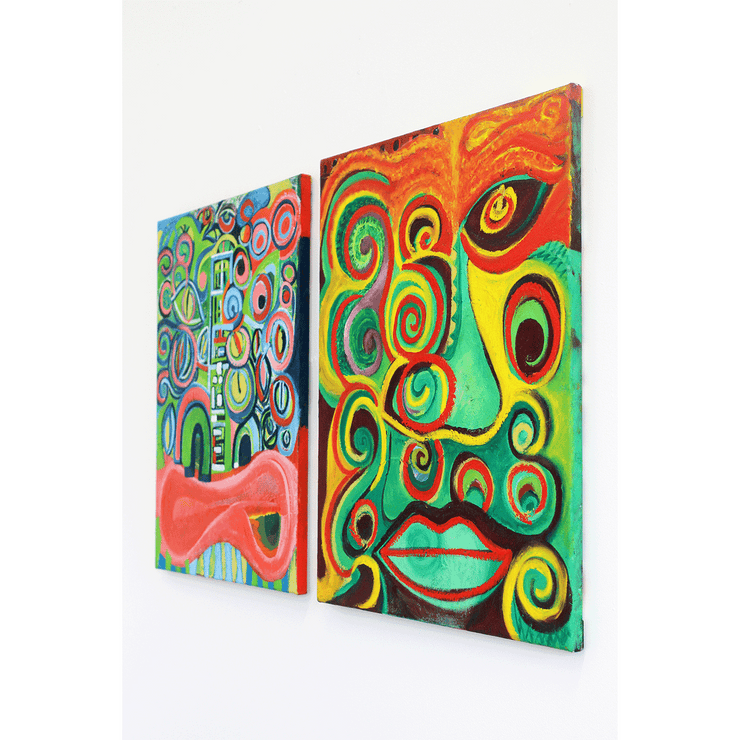 Ercan Cairns Abstract Auckland Artist Vibrant Original Acrylic Oil Stick Paintings Artwork Contemporary Art Boyd-Dunlop Gallery Napier Hawkes Bay