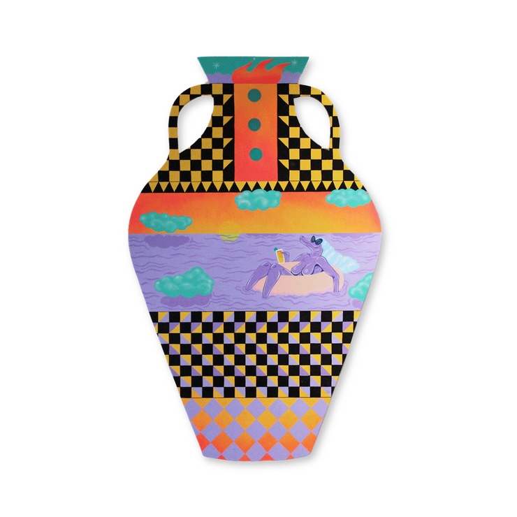 Ahsin Ahsin Pacifica artist New Zealand painter contemporay artist art collection hastings Street napier art dealer boyd-dunlop gallery Napier art gallery exhiition art collection urn vase  