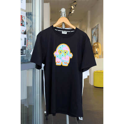 Kind World Love Tshirt Apparel Pink Cloude Love Ghost on Shirt Available in Black or White by Richard Boyd-Dunlop at Boyd-Dunlop Gallery Hawkes Bay Hastings Street 