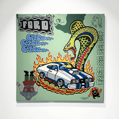 Jim Mitchell Boyd-Dunlop Gallery Mambo pop art Napier loud shirts Hastings Street Napier Surf Art Cobra Ford Falcon Bathhurst Snake Loudshirts Mambo Art Reg Mombassa Art Dealer Collectable art collection street art pop art 