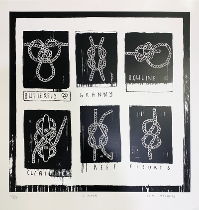 SAM MATHERS screenprint Artist at Boyd-Dunlop Gallery Napier Hawkes Bay prints limited edition Art dealer framing frames Hastings Street Napier marine interior design 