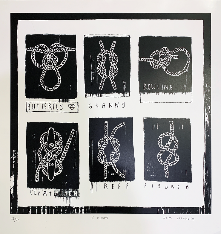 SAM MATHERS screenprint Artist at Boyd-Dunlop Gallery Napier Hawkes Bay prints limited edition Art dealer framing frames Hastings Street Napier marine interior design 