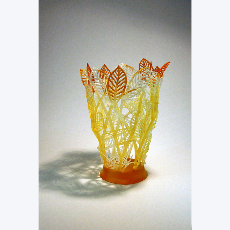 Boyd-Dunlop Gallery Napier Hawkes Evelyn Dunstan Lost Cast Wax Glass Sculpture Crystal Gaffer Glass Floral Vase