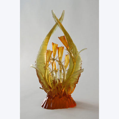 Boyd-Dunlop Gallery Napier Hawkes Evelyn Dunstan Lost Cast Wax Glass Sculpture Crystal Gaffer Glass Floral Gold