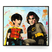Batman and the Boy Wonder acrylic on canvas (resin finish) 800 x 800 mm by Christian Nicolson New Zealand Pop Artist