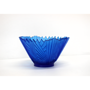 Blue Glass Bowl by Evelyn Dunstan Glass Sculpture Original Art Nature Inspired Art Deco 3D Art