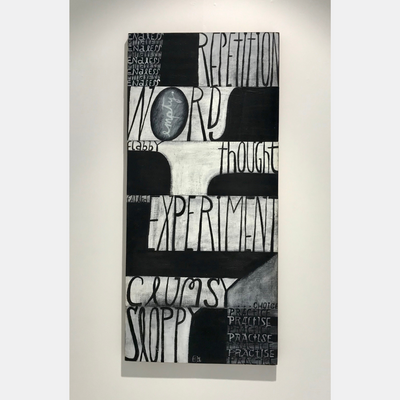 Fane Flaws,  Boyd-Dunlop Gallery Painting, NZ Artist, Black and White, Colin McCahon Original Paint on Board 